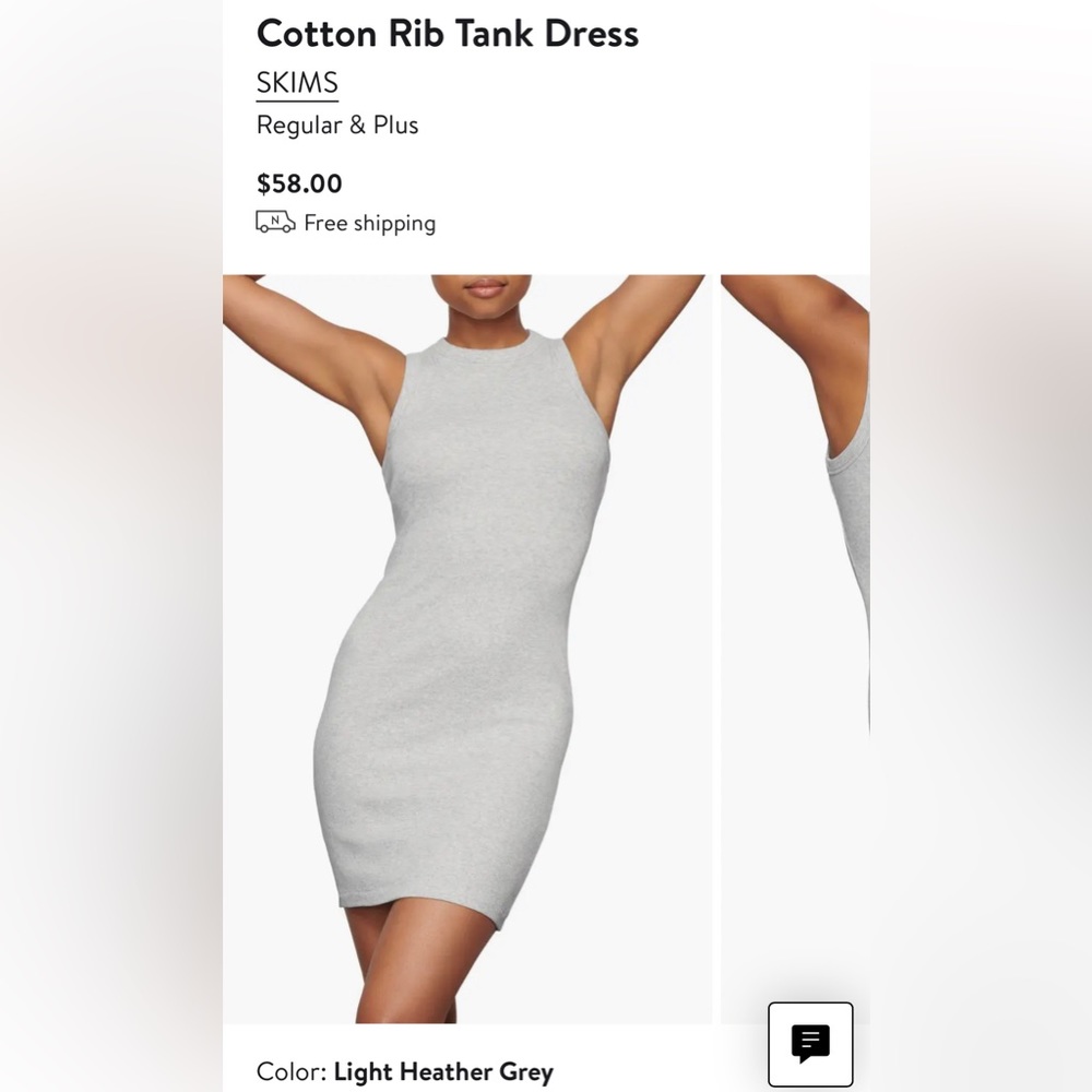 SKIMS Cotton Ribbed Tank Dress in Grey
